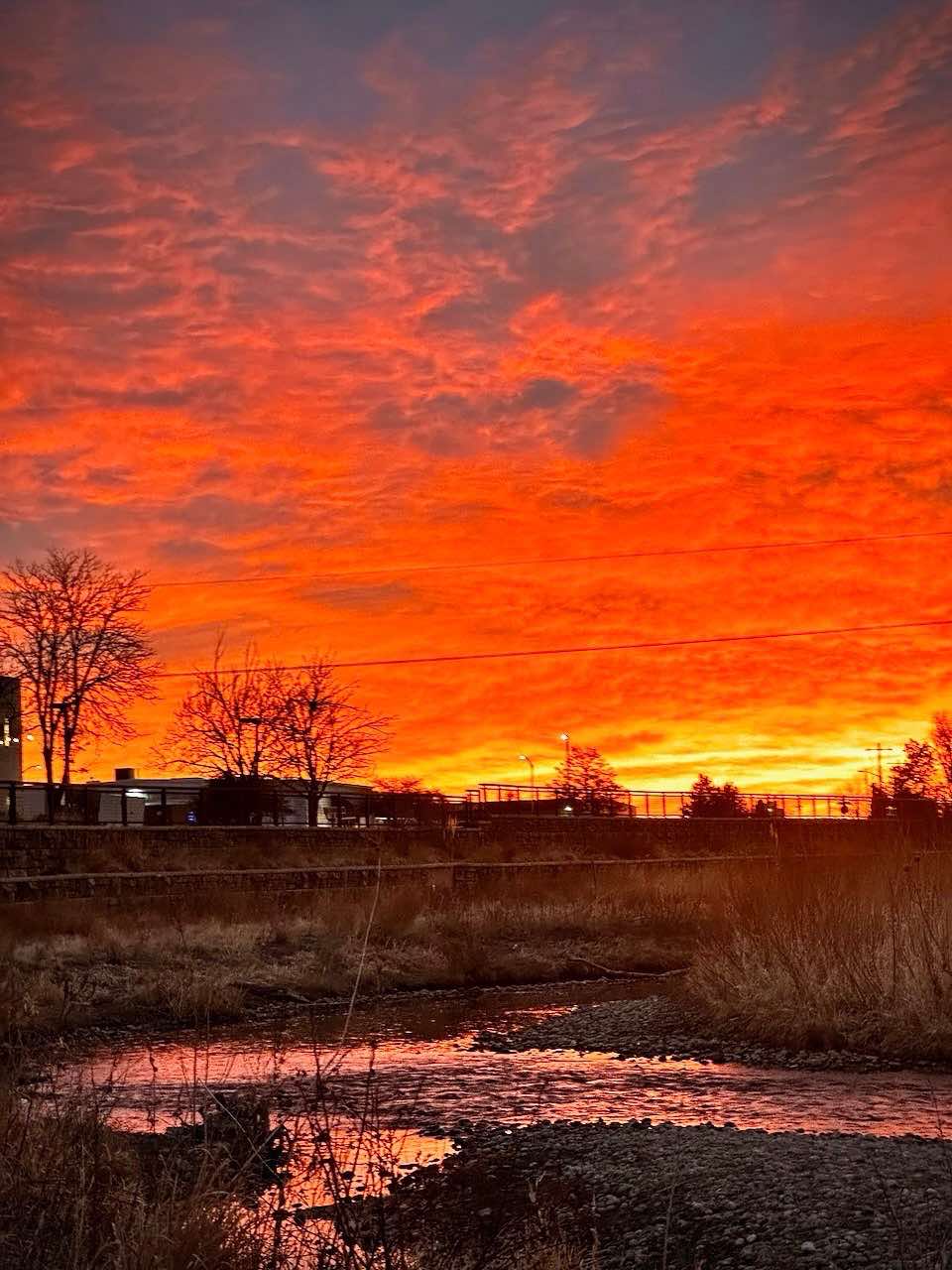 St. Vrain Creek at sunrise near the Boston Ave bridge